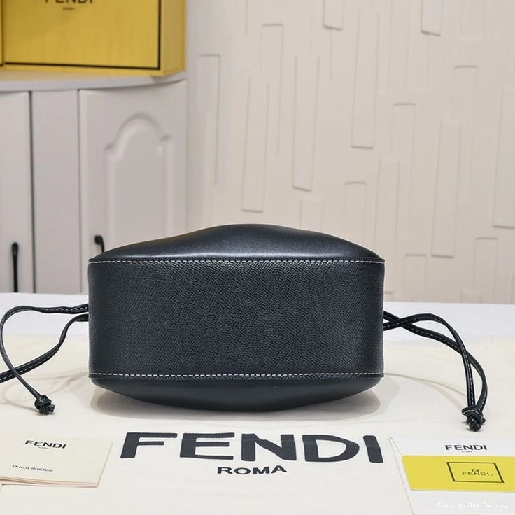 Affordable HOT Pomodorino Bucket Fendi Leather In Black Calf Bag Mini 0728
